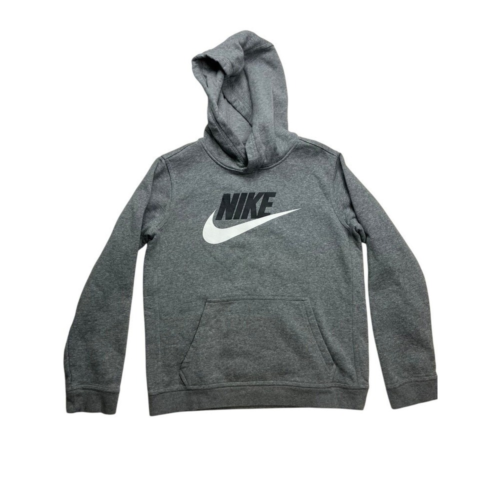Nike Gray Pullover Hoodie Sweatshirt Large Logo Athleisure Sportswear Youth‎ XL
